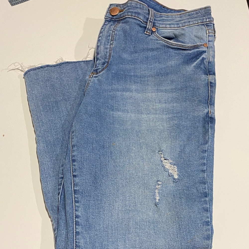 See Thru Soul Straight Leg Light Blue Distressed Jeans